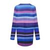 Women's Fashionable Casual Long-Sleeved Striped Print V-Neck Mid-Length Top