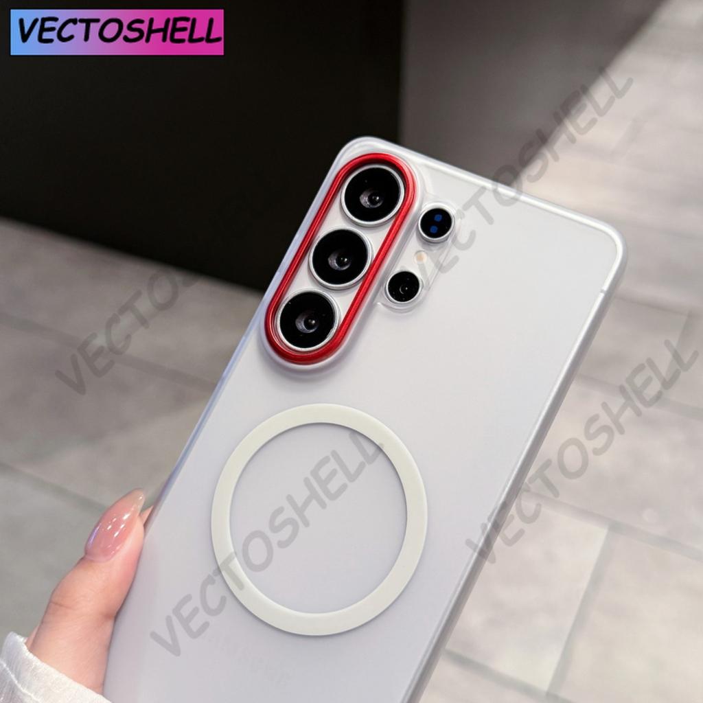 Suitable for Samsung S25 S26 Ultra S26+ Matte Skin Magnetic Phone Case Translucent Matte with Metal Camera Ring Protective Cover