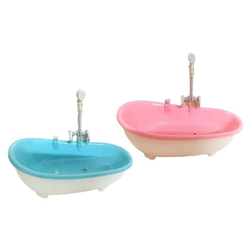 Pretend Toy Kids Bathing Toys Spraying Water Mini Bathroom Tub  Dollhouse Furniture