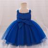 European & American Style One-Shoulder Baby Girl Wedding Dress with 3D Flowers, Ideal for First Birthday or Special Occasion Performance.