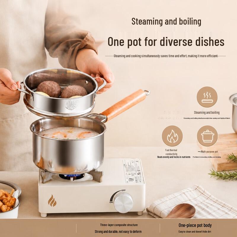 Wutuo 304 Stainless Steel 3-Layer Milk Pot