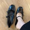 Sheepskin version~ genuine leather French retro flat-bottomed bow light mouth single shoes women's new silver Mary Jane evening shoes