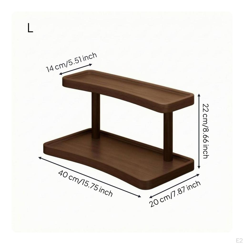 TwoTier Shelf Walnut Coating Tier Desktop Wood Grain 32CM