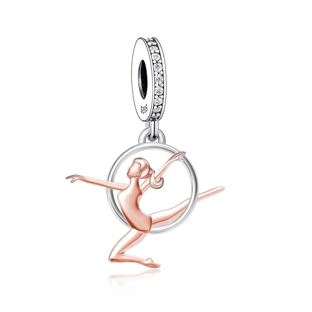 Fit Charm Bracelet 925 Silver Swimming Pole Dance Cheerleader Golf Volleyball Baseball Runner Bead For Making Berloque