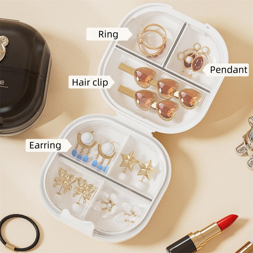 7 Fächer Tragbare Aufbewahrungsbox Haarnadel Ohrringe Halskette Schmuckkästen Mini Bärenmuster Medikamenten Pillendose Reise Trennbox