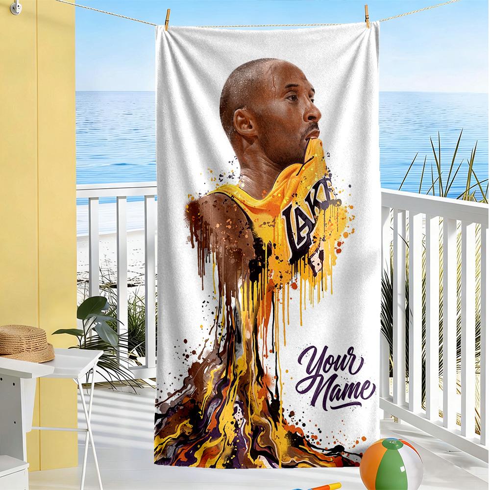 Kobe Personalized Text Beach Towel Super Soft Absorbent Ideal For Travel Outdoor Swim Pool Yoga Surf Camping Hiking Gym Gift Holiday