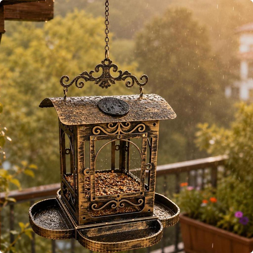 Mangeoire à oiseaux suspendue Imperméable Fer Aviaire Extérieur Jardin Décoration pour Cour, Balcon