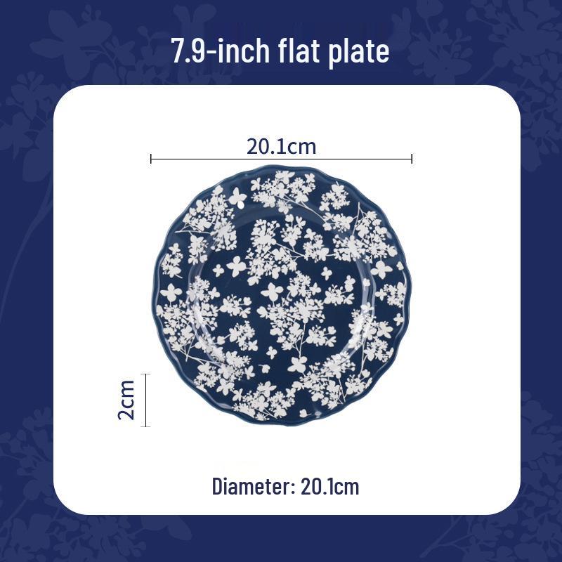 Shunxiang Jialan English Retro Ceramic Bowl & Plate Set - Underglaze Tableware for Soup & Rice.