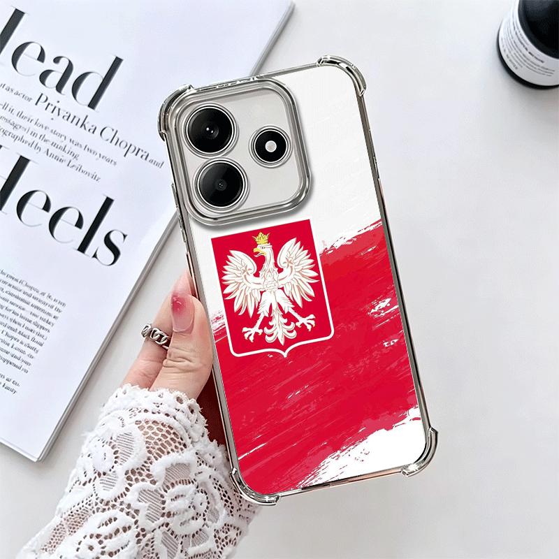 Poland Flag White Red Soft Phone Case For Xiaomi Redmi Note 14 15 Pro Plus 13 12 11S 11T 5G 10 9S 9 Plating Anti-Fall Fundas
