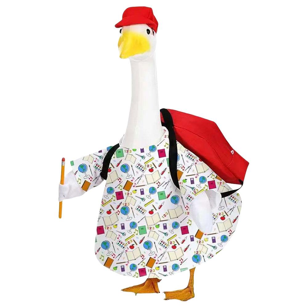 Back To School Goose Statue Clothes with Schoolbag Lawn Goose Clothing for Indoor Outdoor Patio Yard Lawn Art Decor