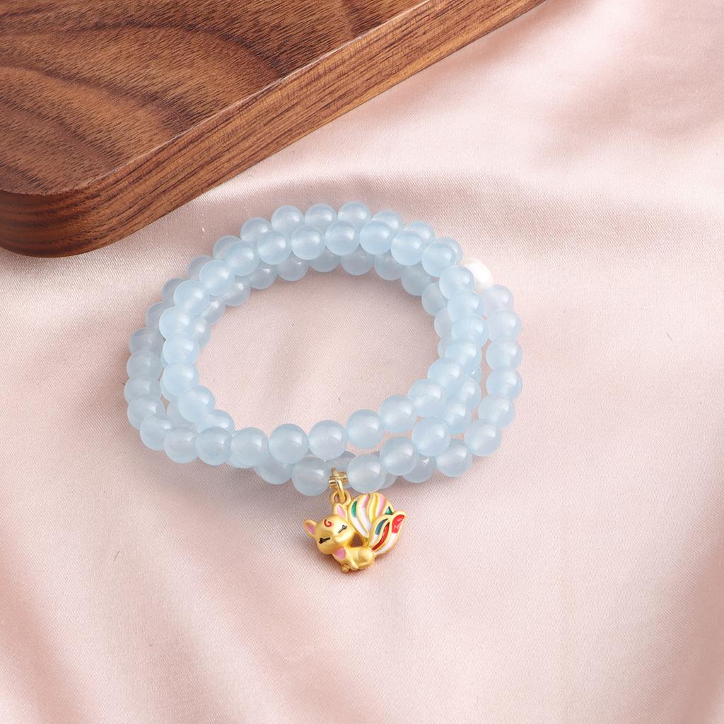 Nowy Chiński akwamarynowy perłowy pomyślny obłok bransoletka trzy kółka akwamarynowy perłowy lis bransoletka trzy kółka modna i prosta