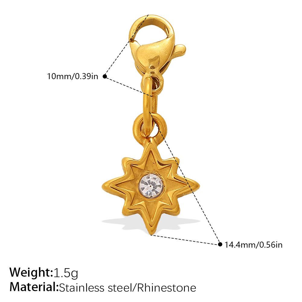 Fashion Light Luxury Diamond Star Moon Sun Lobster Buckle Pendant Stainless Steel Gold Plated DIY Versatile Accessories