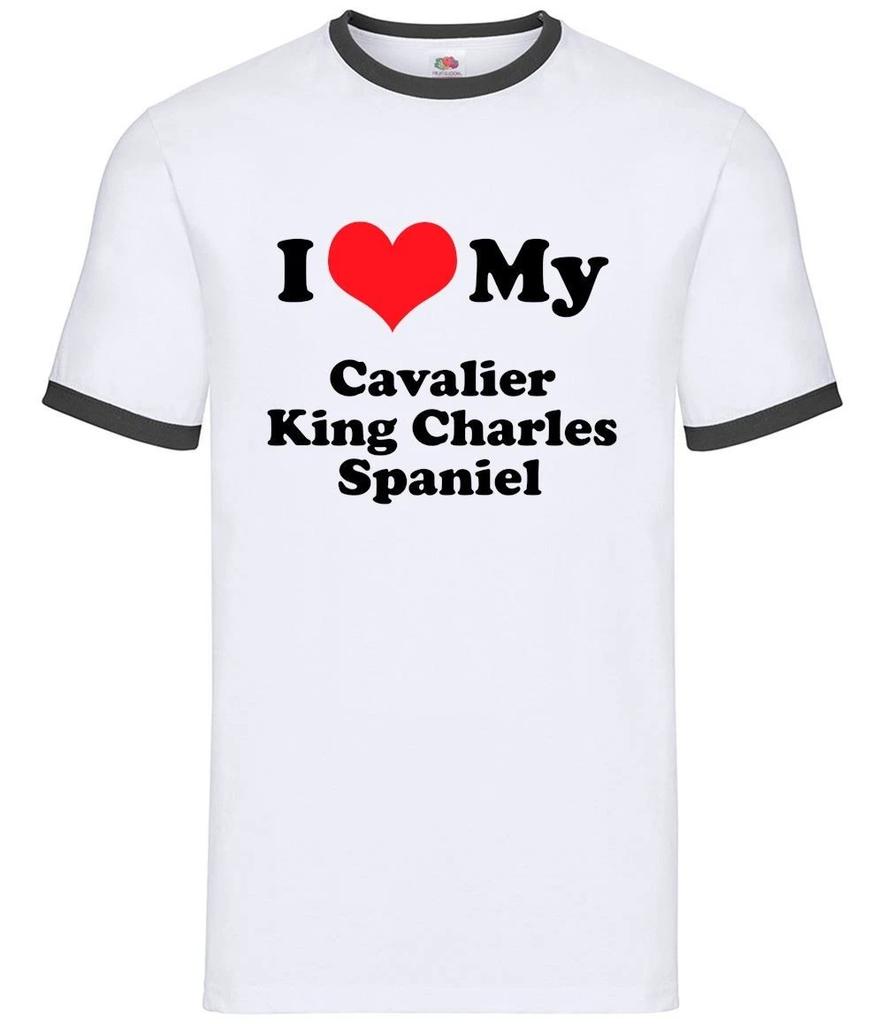 I Love My Cavalier King Charles Spaniel - Mens Ringer - Dog Puppy