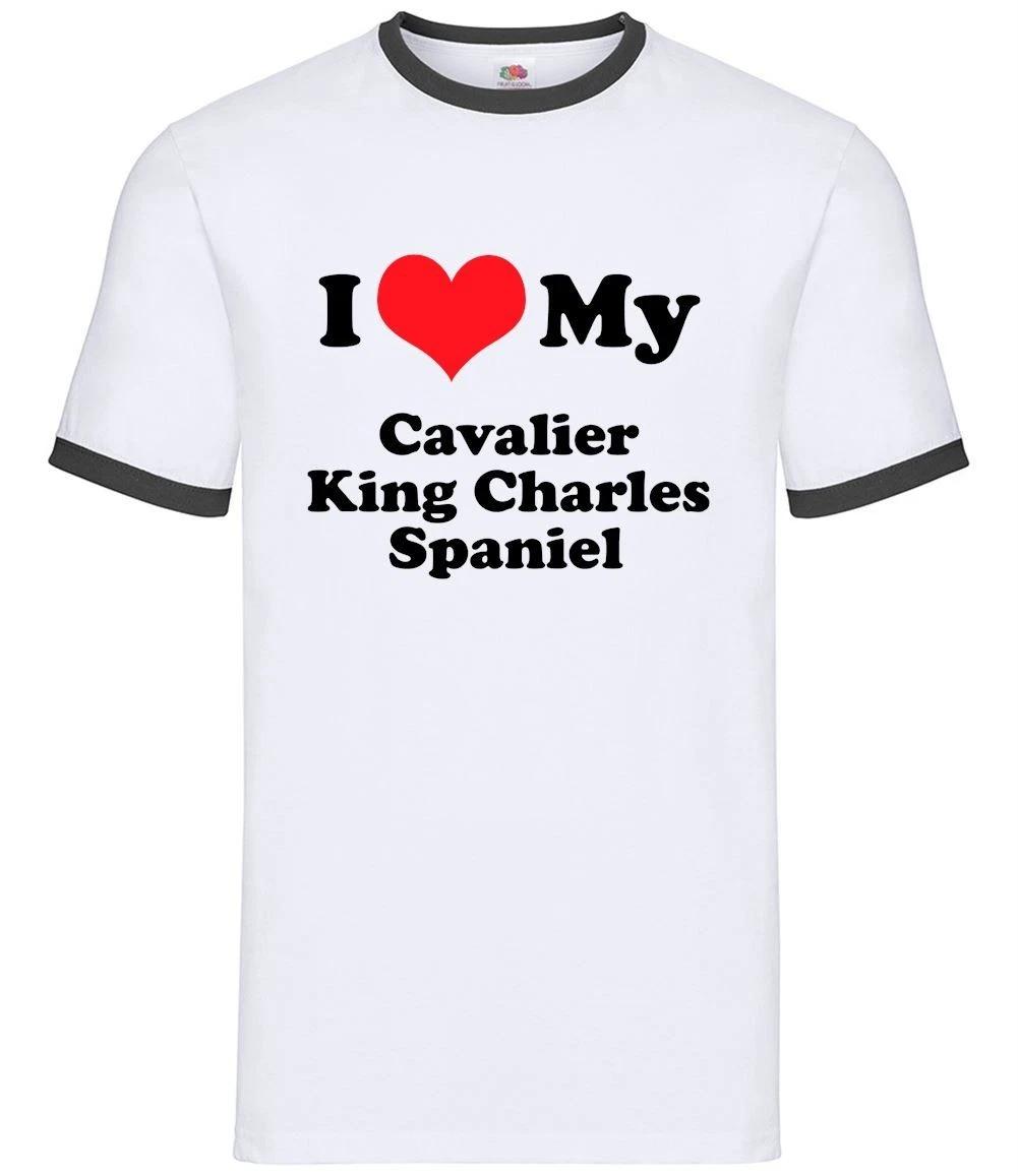 I Love My Cavalier King Charles Spaniel - Mens Ringer - Dog Puppy L