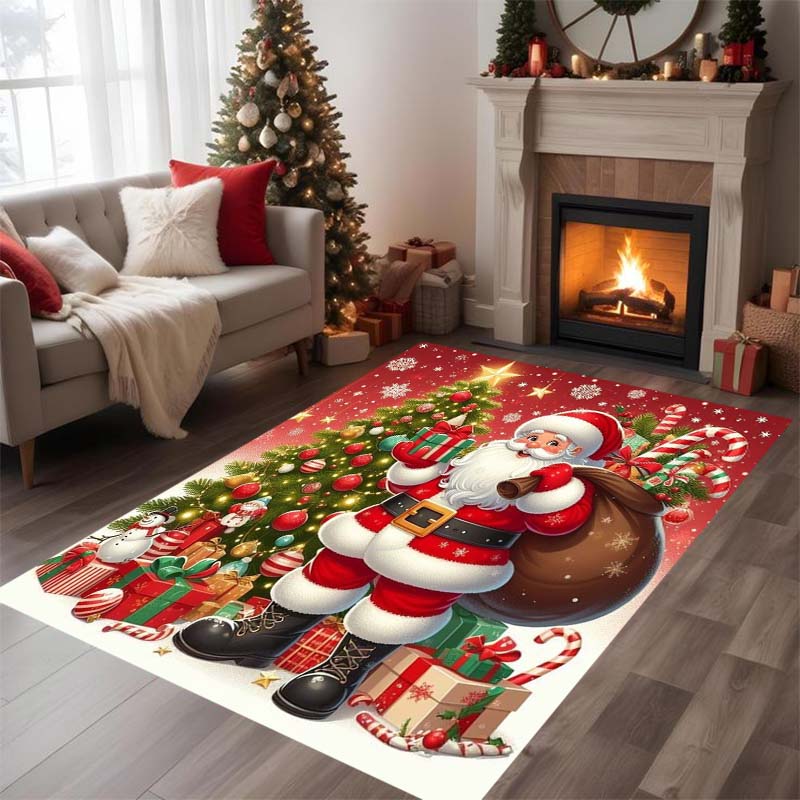 Festive Santa Claus Rug To Spread Joy, Yoga Mat, Living Room Decor, Children's Activity Mat, Doormat, Play Mat