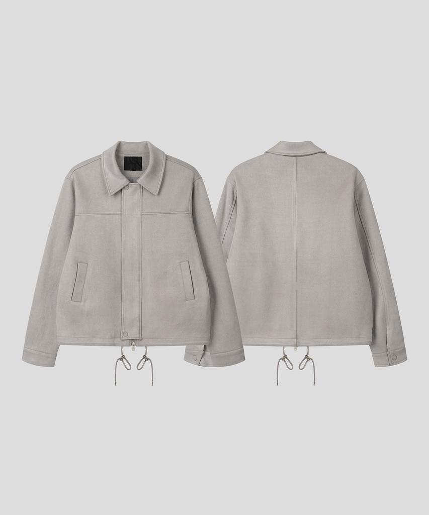 Black Moment Classic Faux Suede Core Zip-Up Jacket [Grey]