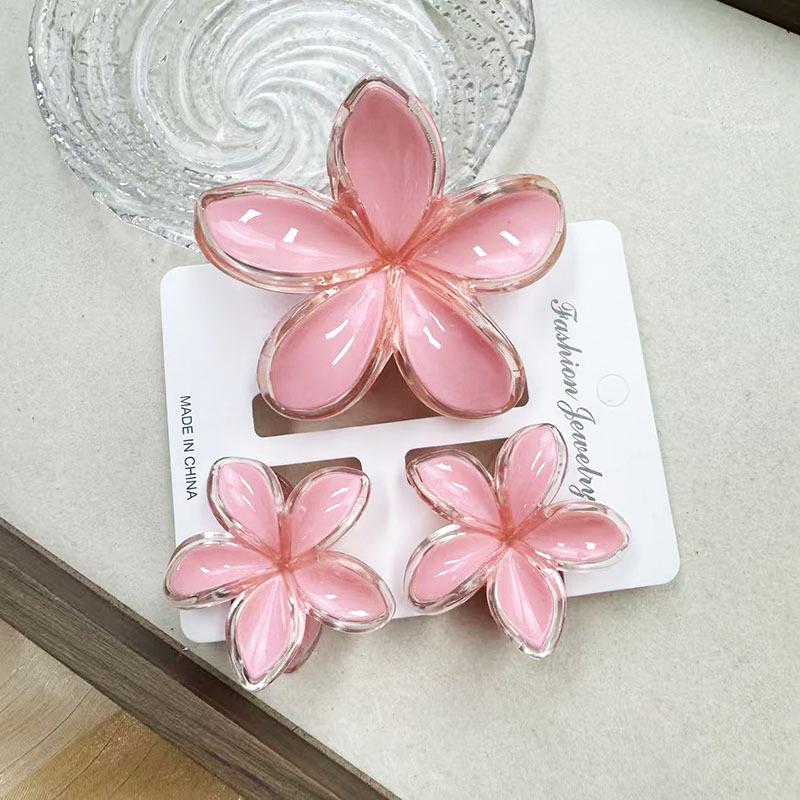 Set di pinze per capelli a forma di frangipani: Accessori per Capelli Floreali in Finto Marmo per Vacanze alla Moda