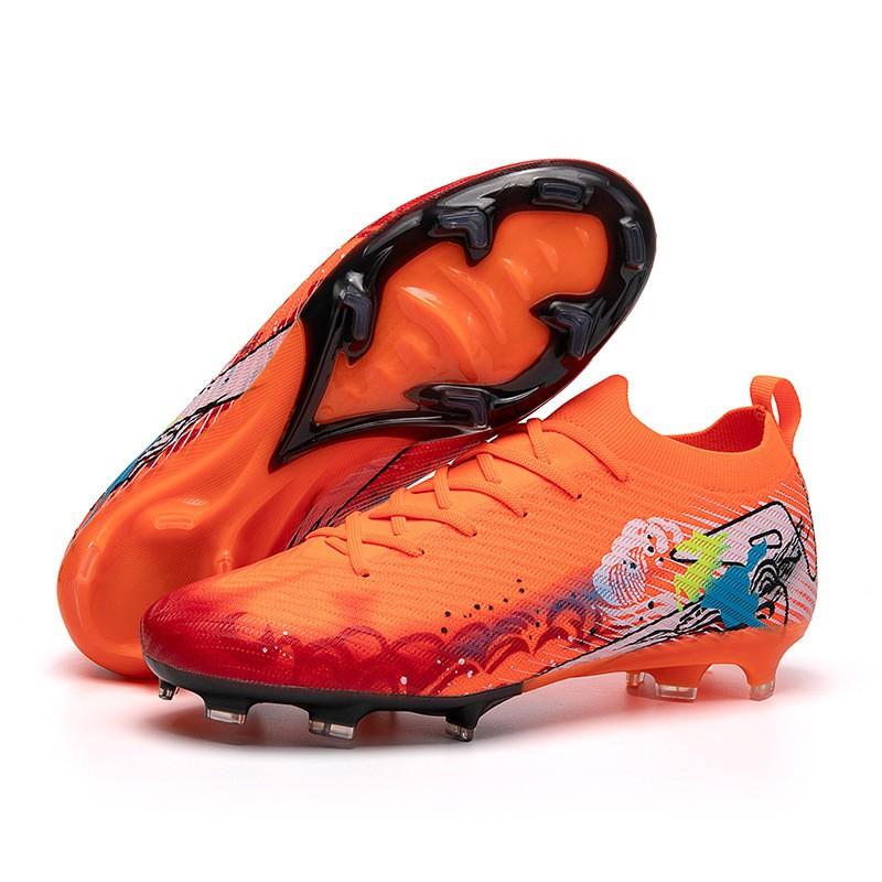 Men Women Soccer Cleats Grass Field Training Match Rubber Sole Breathable Mesh Upper High Top