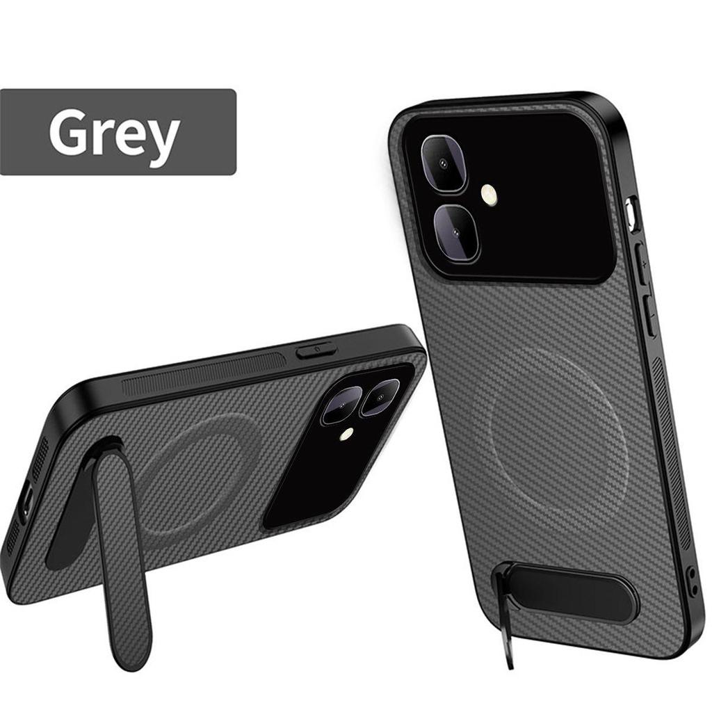 Carbon Fiber Texture TPU Phone Case for infinix SMART 20 Multi‑Angle Kickstand Soft Protective Cover