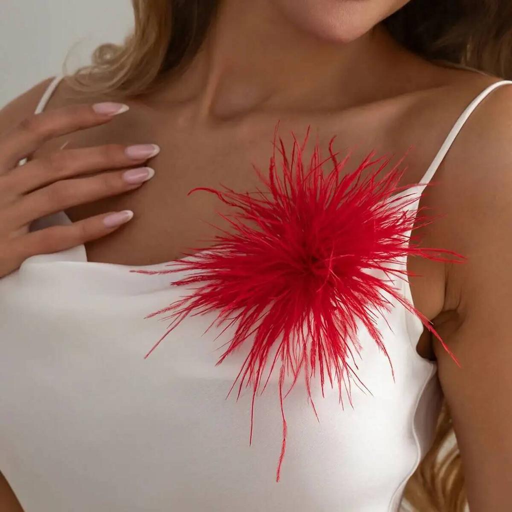 SHIXIN 6 Colors Vintage Colorful Large Feather DIY Brooch Accessory Handmade Corsage Brooches Suit Pants Pins Clip Women Jewelry