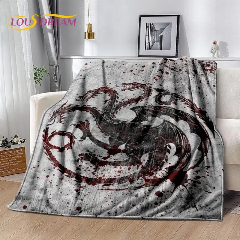 House of The Dragon TV-Film Weiche Plüschdecke, Flanelldecke Überwurfdecke für Wohnzimmer Schlafzimmer Bett Sofa Picknickdecke Kinder