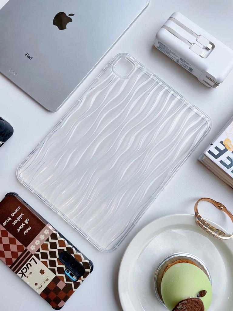 For IPad Case 7th 8th 9th 10th Generation Air 3rd 4th 5th Pro 11 Inch Mini 6 Tablet Cover Cases Wave Texture Transparent Soft