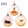 Transparent Spherical Pendants Halloween Ball Ornament, Clear Sphere Decoration with Black Cat Bat Themed Party Favors Skeleton, Festive Hanging