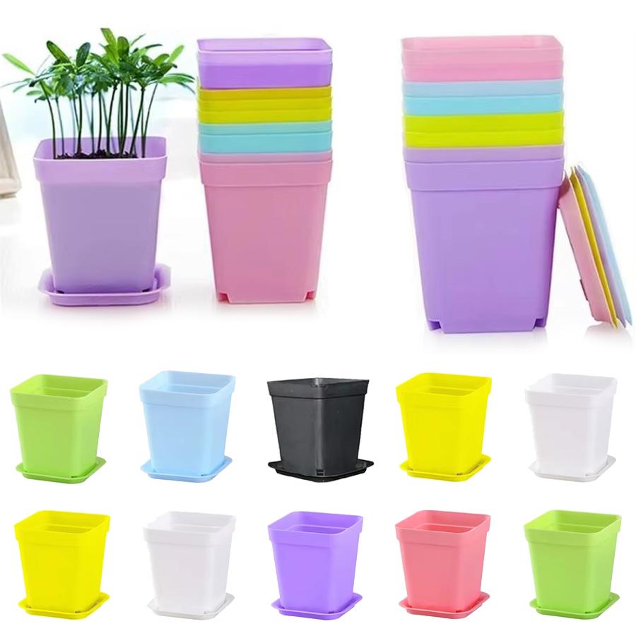10/20pcs Mini Succulent Pot Seedling Tray Square Pot Flower Pot Little Color Square Plastic Pot Seedling Tray Gardening TMZ