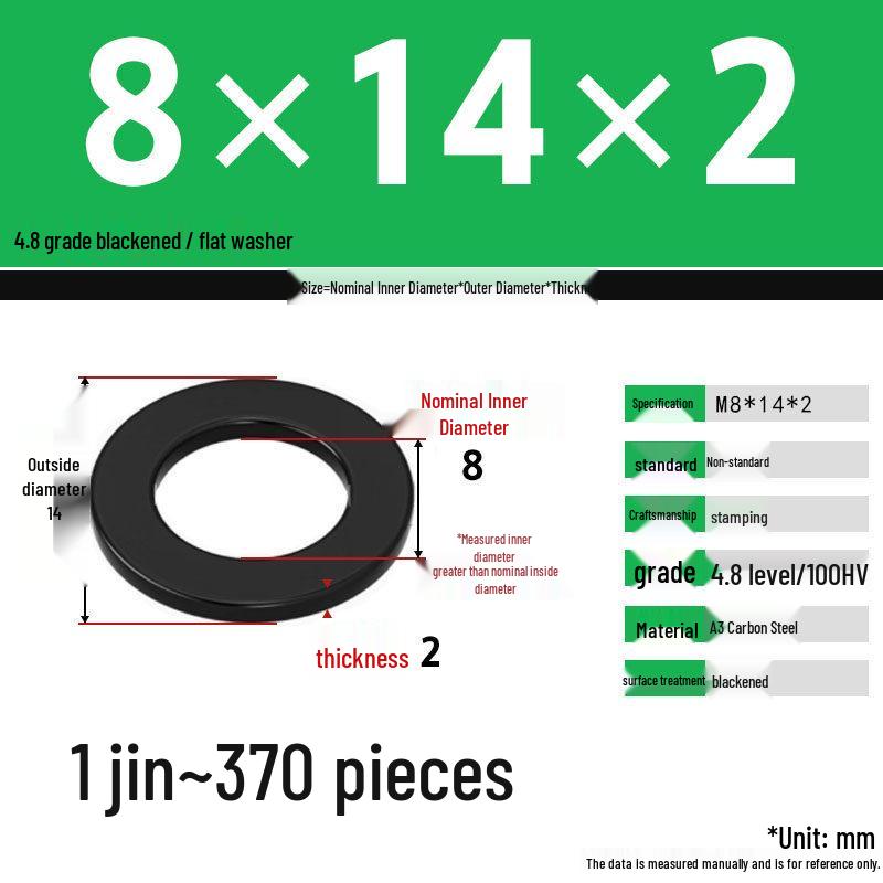 Blackened Enlarged Thickened Metal Washer - M3-M42