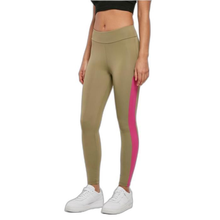 Legging femme - Urban Classics - Color Block - Vert kaki/violet - Taille XL - Fitness