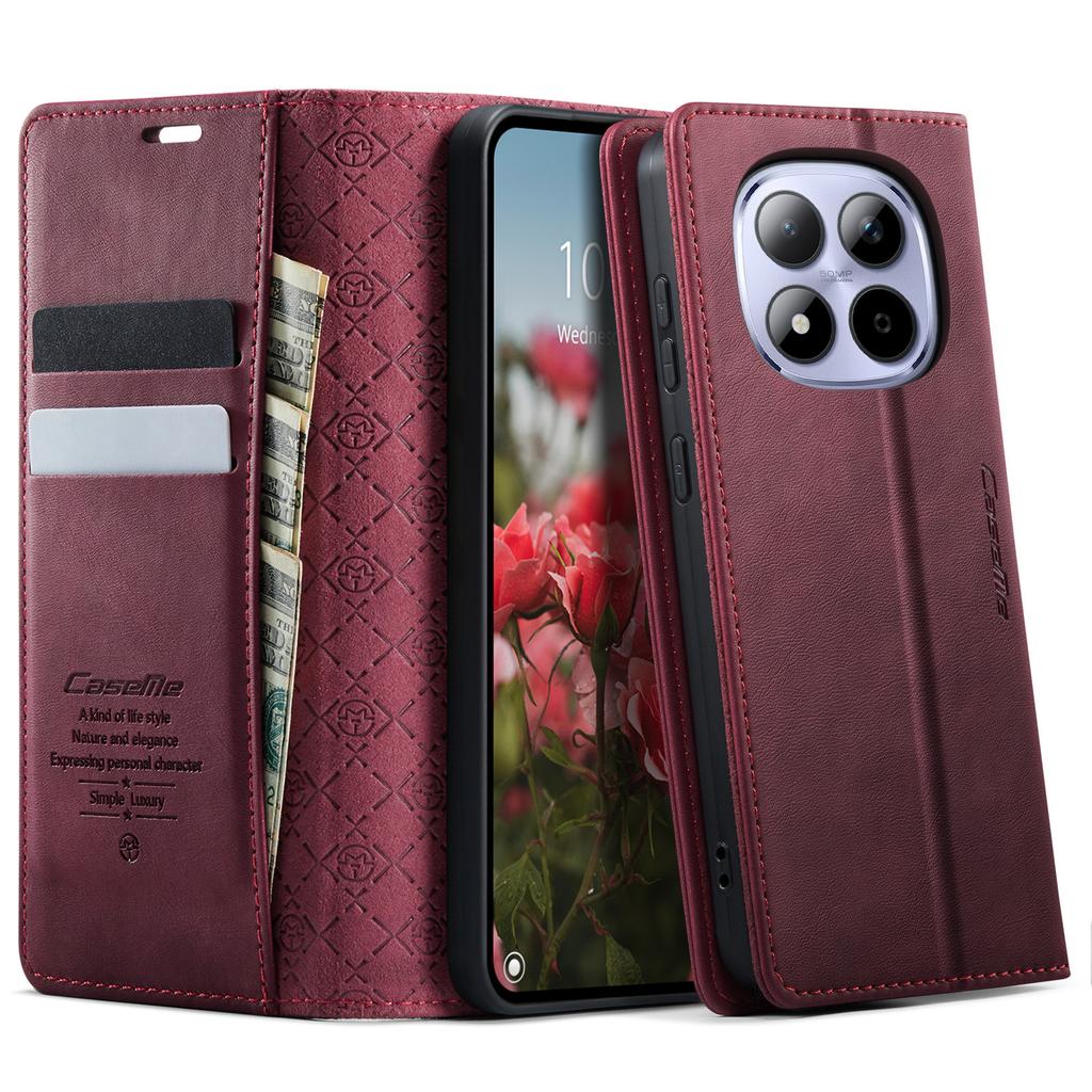 Dla Xiaomi Redmi Note 15 Pro 4G (Światowy) Etui CASEME Seria 033 Portfel blokujący RFID Stojak Skóra cielęca Tekstura Skórzane etui na telefon