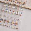 Punk Irregular Lines Metal Silver Stripe Lines Rhinestone 5D Nail Art Sticker Self Adhesive Decoration Manicure Decal DIY