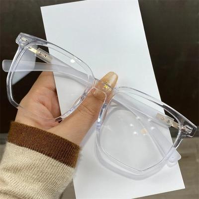 Neutral Large Frame Anti Blue Light Glasses Anti Fatigue Flat Clear Glasses Men's Women Computer Glasses