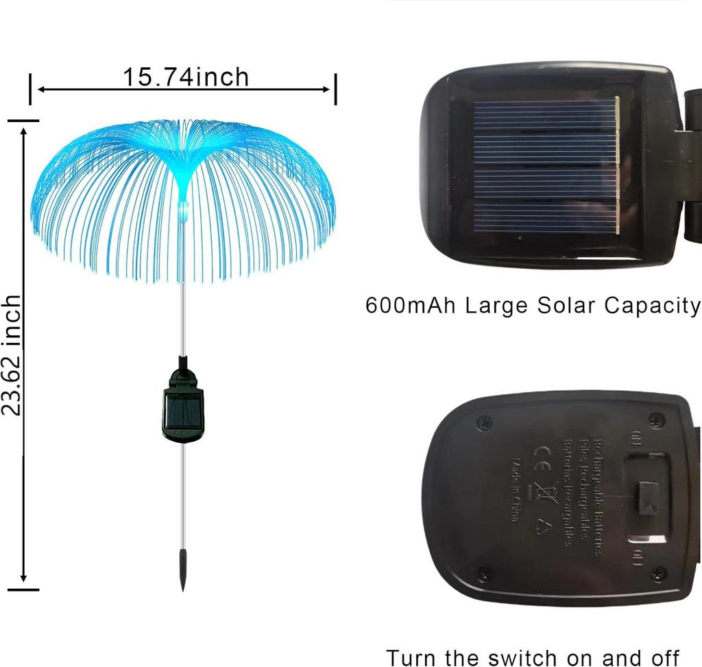 Solar LED Fiber Optic Jellyfish Lamp - Seven-Color Outdoor Double-Layer Courtyard Light