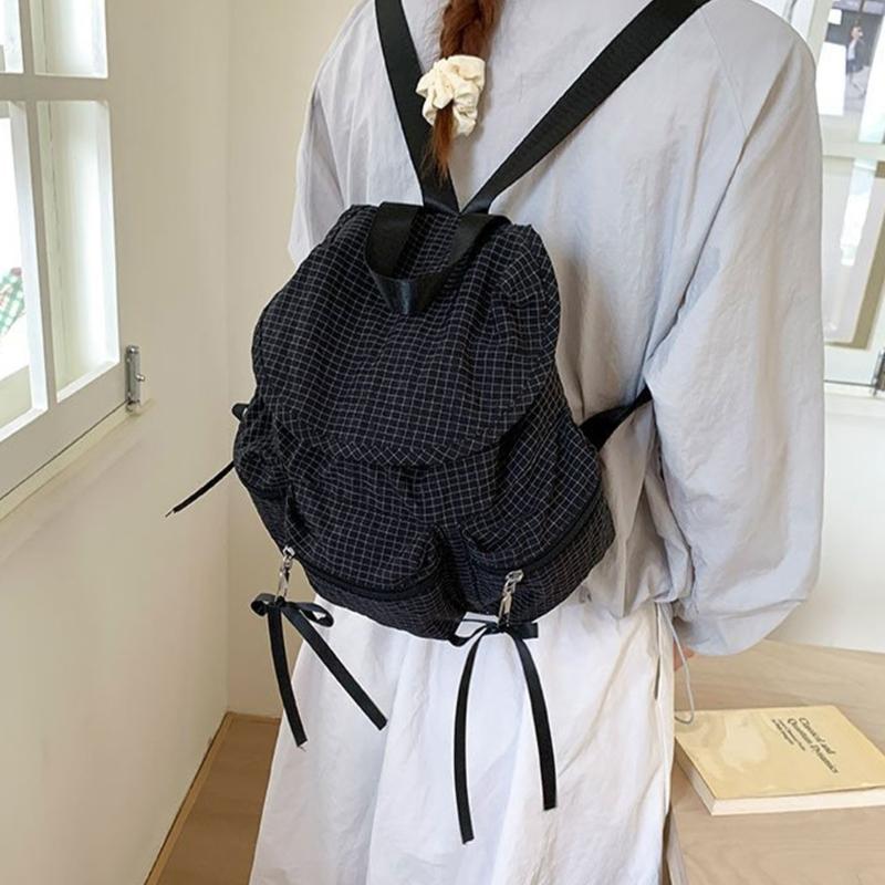 Plaids Backpacks Japanese Styles Casual Daypacks Student School Backpacks Retro Backpacks Travel Bag for Daily