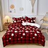 3pcs Down Elk Snowflake Christmas Theme Square Grid Quilt Cover Set Soft Microfiber Checkered Bedding Bedroom Decor