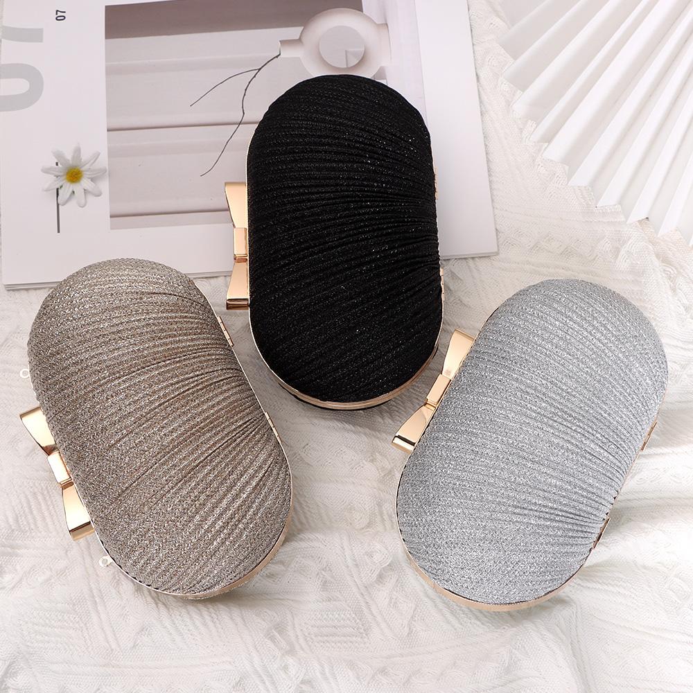 1PC Egg Shape Rhinestones Evening Bag Beaded Chain Purse Clutch Shoulder Bag Handbags Wedding Party Women's Luggage Bags
