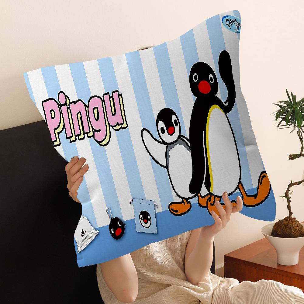 Cartoon Pingu Penguin Lucky Dragon Pillow Cover Sofa Cushion Cover Home Room Decoration Children Gift