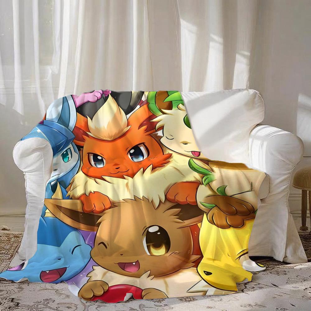 Kawaii E-Eevees Bed Blanket Sofa Blankets and New Year Camping Furry Bedspread the Anime Home Decoration Sofas Bedspreads Fluffy