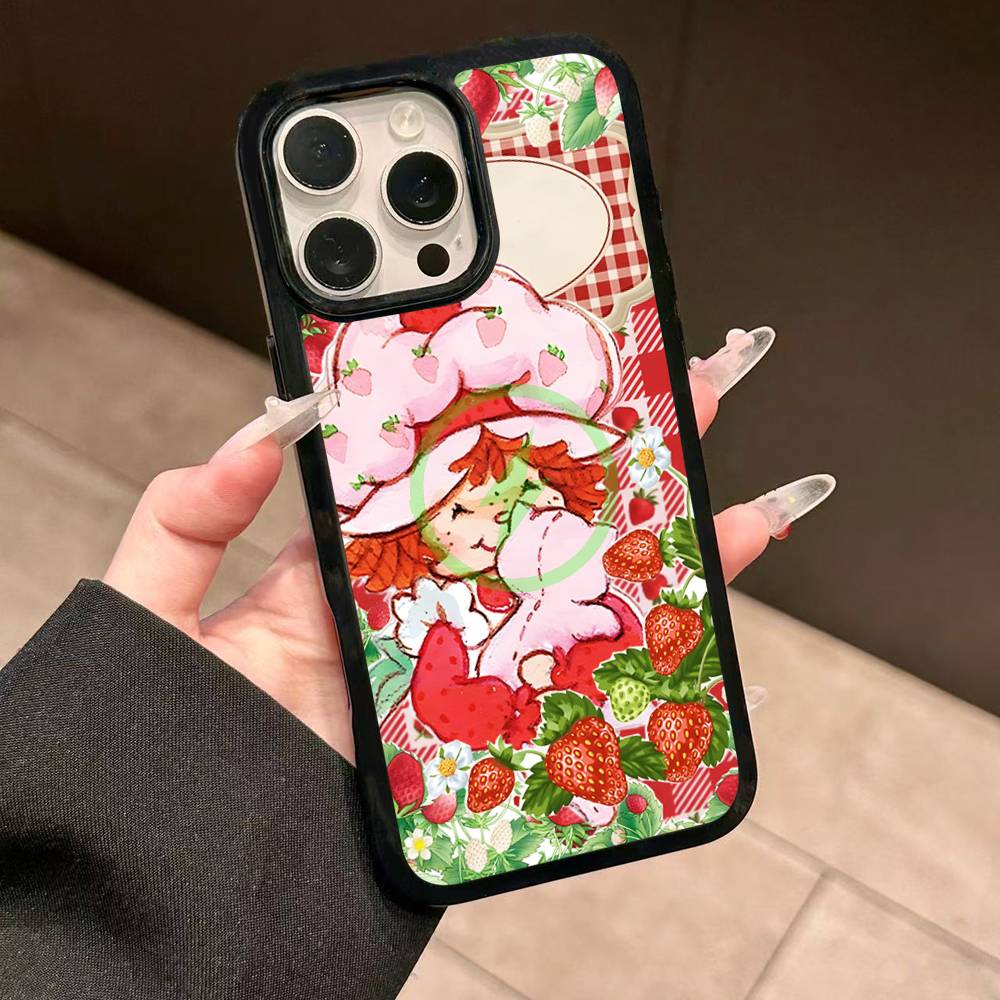 

Cartoon Girl S-Strawberry S-Shortcake Magnetic Case For IPhone 17 16 14 13 12 11 15 Pro Max Plus Wireless Charge Phone Cover iPhone 17pro max