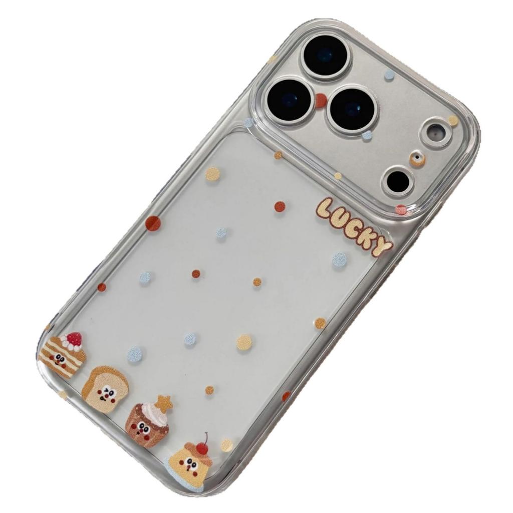 Polka dot dessert bread is suitable for Apple 16/17Pro mobile phone case IP15 anti-drop 14 cute 13 transparent space case