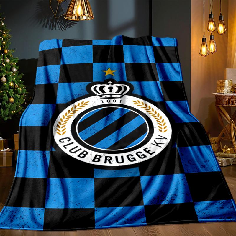 Coperta con Stemma FC Brugge Leggera Ideale per Letto Perfetta per Viaggi, Campeggio, Soggiorni, Uffici, Divani, Regalo di Natale per tifosi