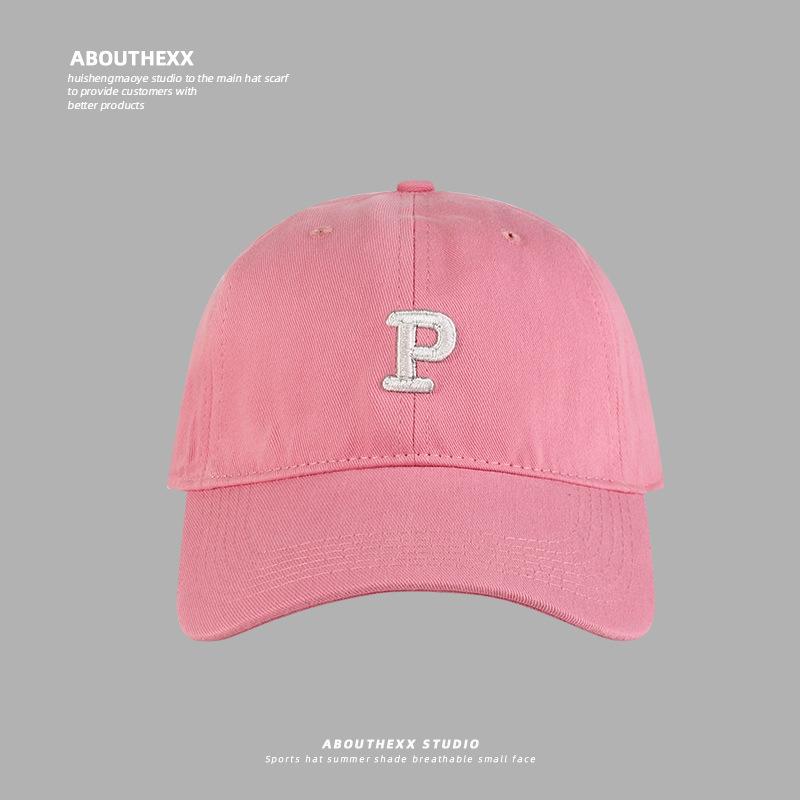 Hat Women's Simple P Letter Baseball Hat Korean Version Versatile Couple Baseball Hat Outdoor Sports Casual Sun Hat Men