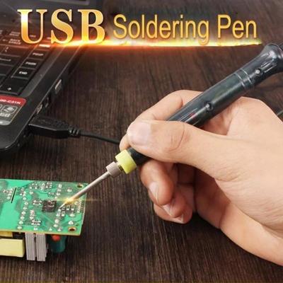 1 pièce Mini Fer à souder électrique USB portable 5V 8W Stylo avec interrupteur tactile sur la pointe pour réparation DIY.