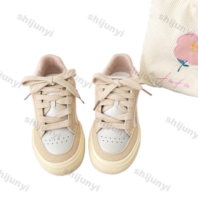 Fashion Women Sports Shoes Spring Fashion Vintage Platform Sneakers Breathable Comfortable Lace Up Non Slip Height Increase Casual Flats
