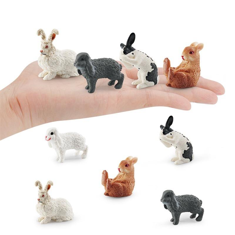 Realistic Rabbit Farm Animal Figurine Set With Wash Face Sitting Dwarf And Lop Designs Ear