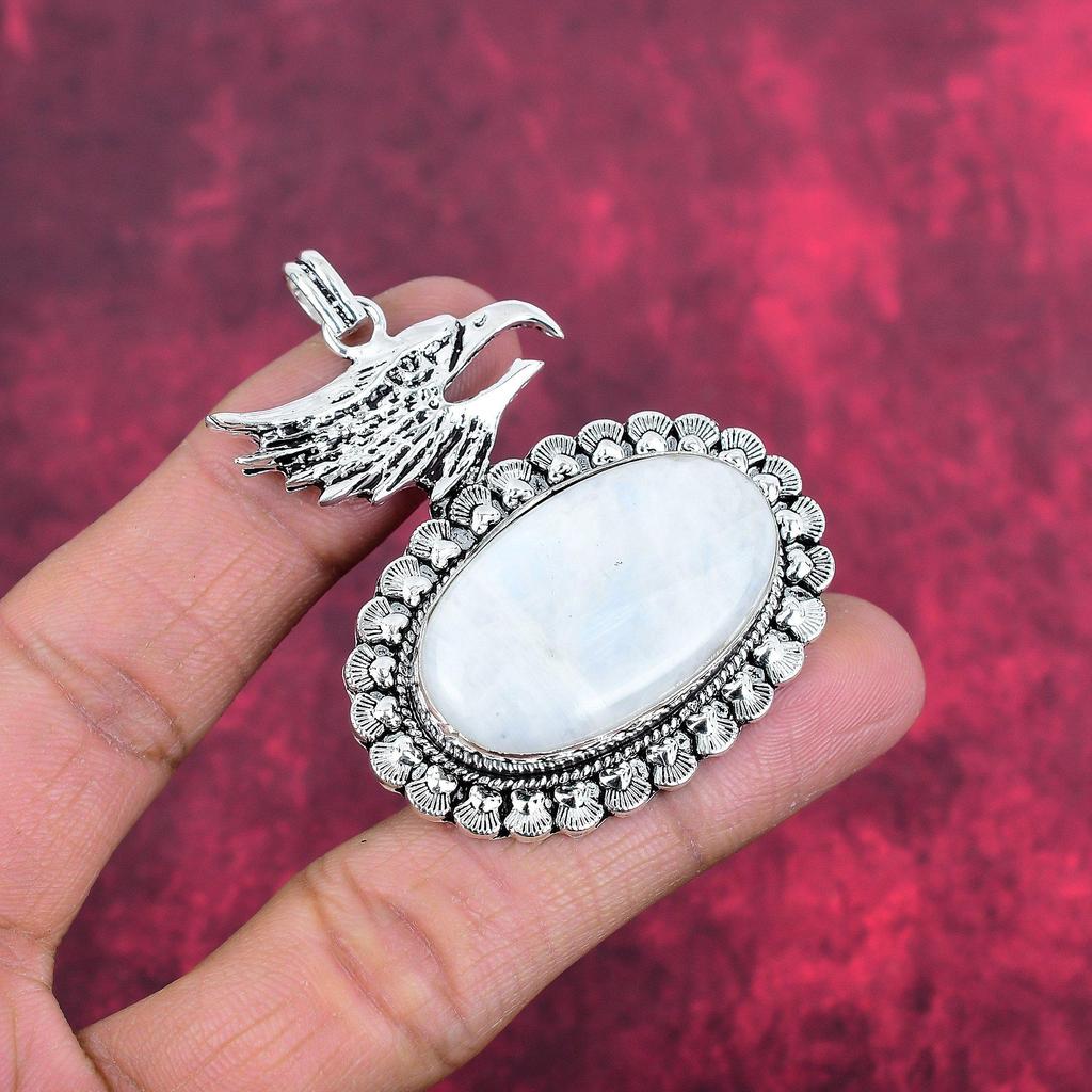 Bijuterii cu piatră prețioasă cu pandantiv cu piatră de lună curcubeu, pandantiv din argint solid 925, bijuterii frumoase realizate manual