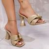 Designer Slippers Fashion Women's High Heels Slippers Square Head Open-toe High-heeled Sandals Banquet Party Pumps Women Sandals