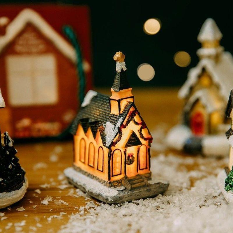 Christmas micro landscape mini luminous small house tabletop ornament Christmas tree ornament children's small gift