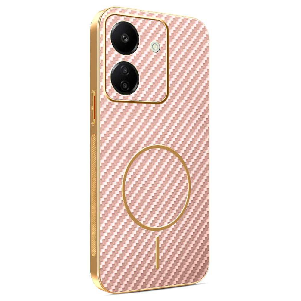 For Xiaomi Redmi 13C 4G/Poco C65 4G Phone Case Carbon Fiber Textured Electroplated TPU Back Cover